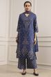 Blue Cotton Straight Printed Suit Set image number 6
