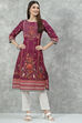 Purple Rayon Straight Printed Kurta image number 5