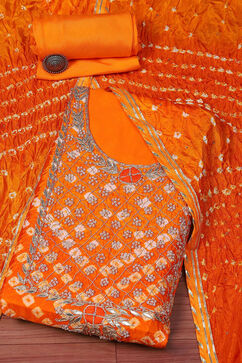 Yellow Silk Blend Unstitched Suit set image number 0
