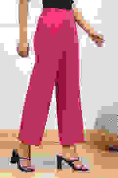 Fuchsia Solid Relaxed Fit Pants image number 3