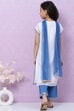 White And Blue Art Silk Straight Straight Kurta Palazzo Suit Set image number 4