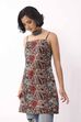Green Cotton Geometric Printed Lace-Up Kurti image number 2