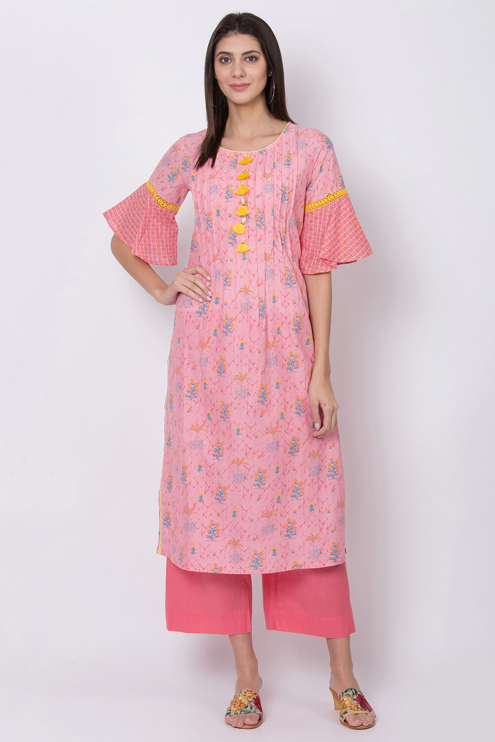 Pink Straight Kurta image number 0