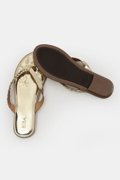 Gold Toned Open Toed Flats image number 5