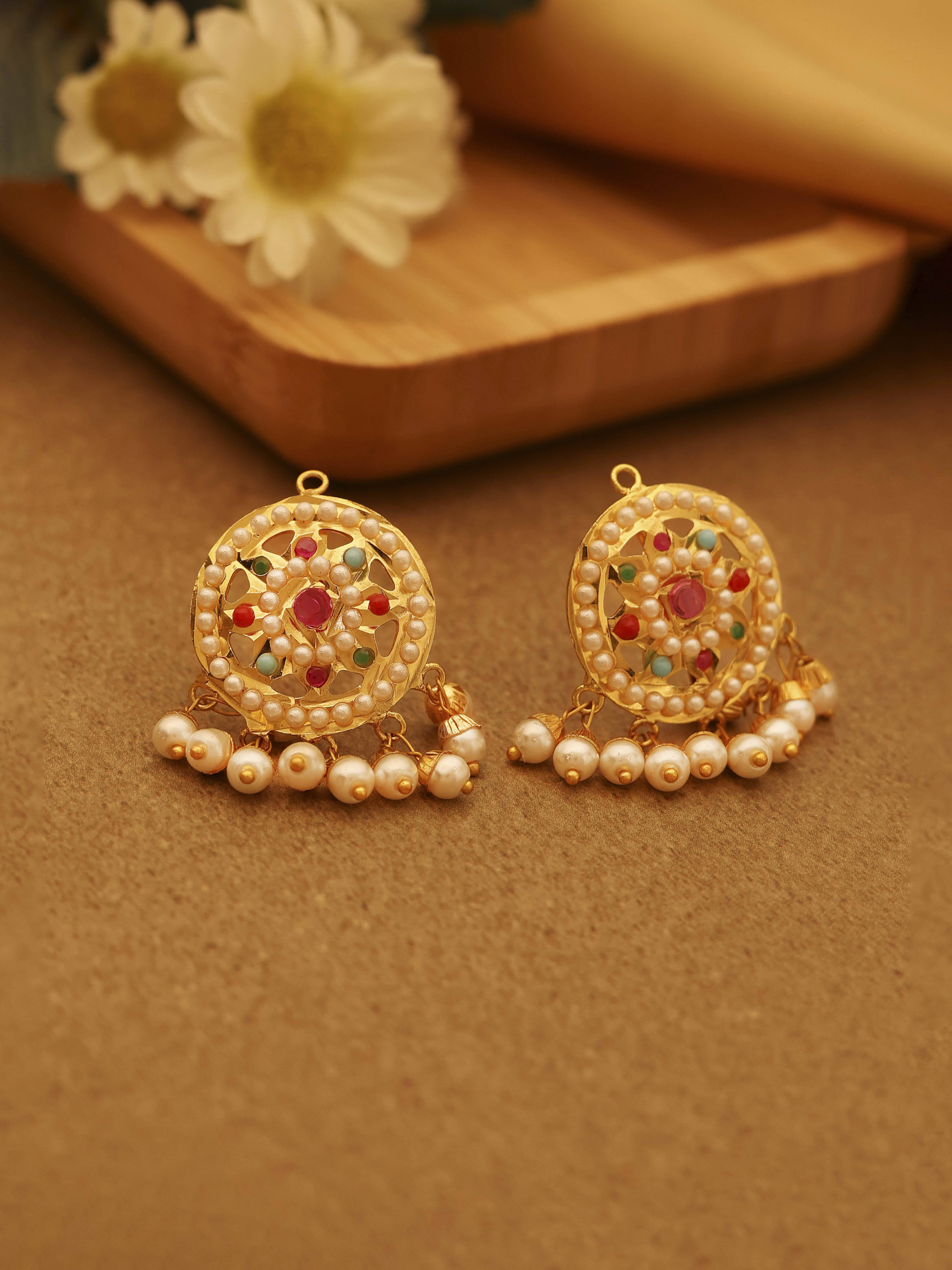 Multicolour Gold Plated Brass Drop & Dangler Earrings image number 0