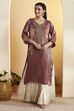 Black Metallic Viscose Poly Yarndyed Straight Kurta image number 5