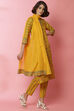 Mustard Cotton Straight Kurta Slim Pant Suit Set