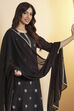 Black Yarndyed Straight Kurta Set image number 1