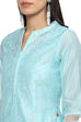 Turquoise Cotton Blend Layered Kurta Churidar Suit Set image number 2