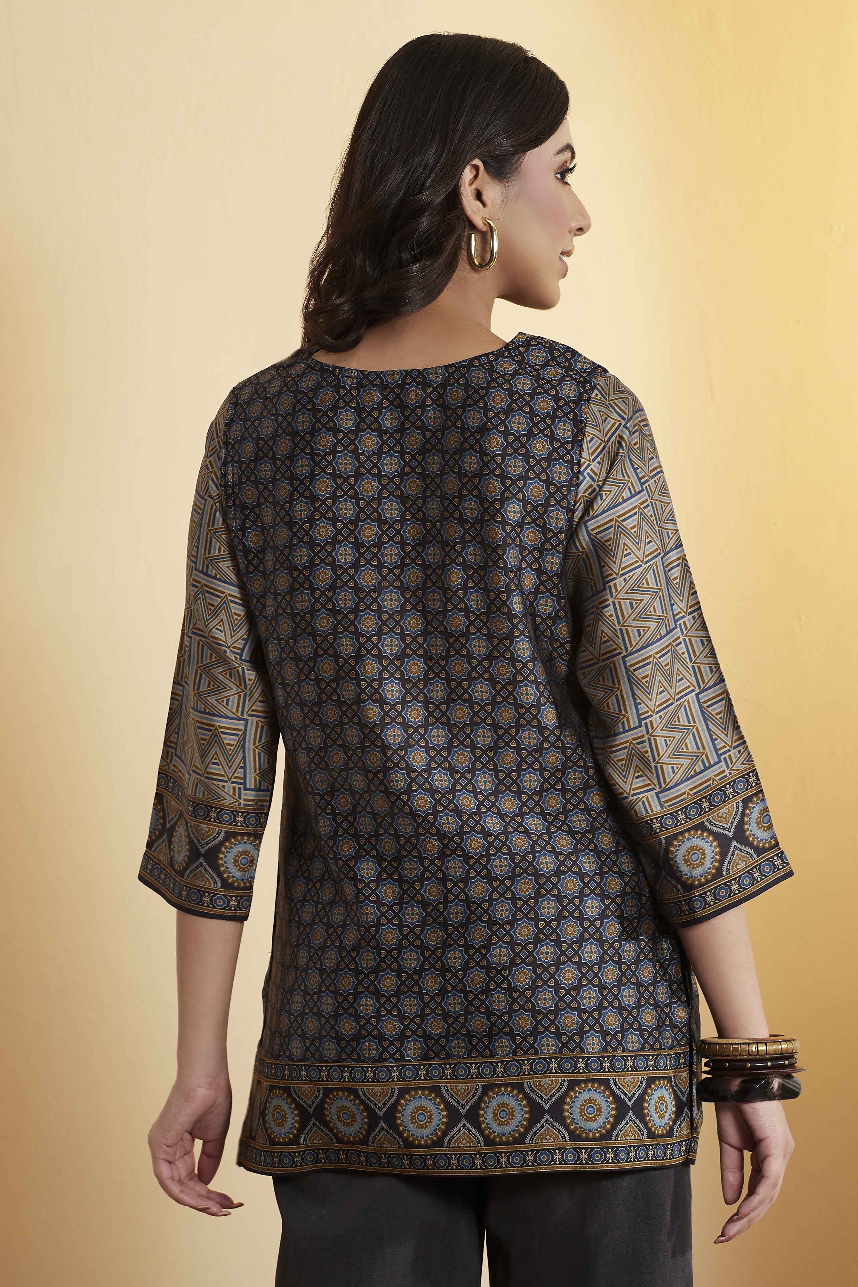 Blue Viscose Blend Straight Kurta image number 4