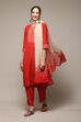 Brown & Red Polyester Straight Kurta Narrow Palazzo Suit Set image number 0