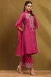 Fuchsia Embroidered Kalidar Suit Set image number 5