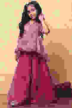 Pink Polyester Blend Flared Kurta Set image number 6