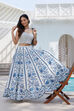 White Blue Cotton Straight Lehenga Set image number 0