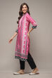 Plum Cotton Straight Printed Kurta image number 3