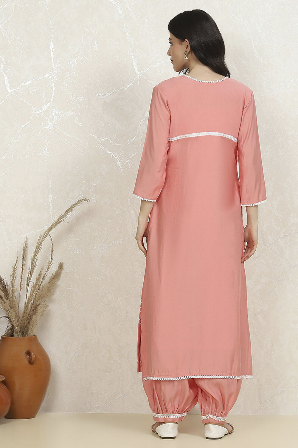 Yellow Modal Machine Embroidered Unstitched Suit Set image number 5