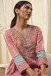 Pink Pure Cotton Printed A-Line Kurta image number 1