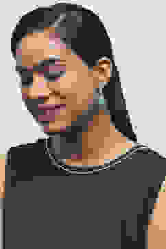 Mint Green Brass Pendant Necklace Set image number 1