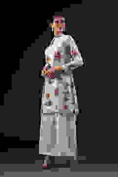 Rohit Bal Off White Cotton Silk Straight Printed Kurta Set image number 3