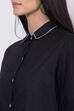 Black Cotton A-Line Shirt Kurta image number 1