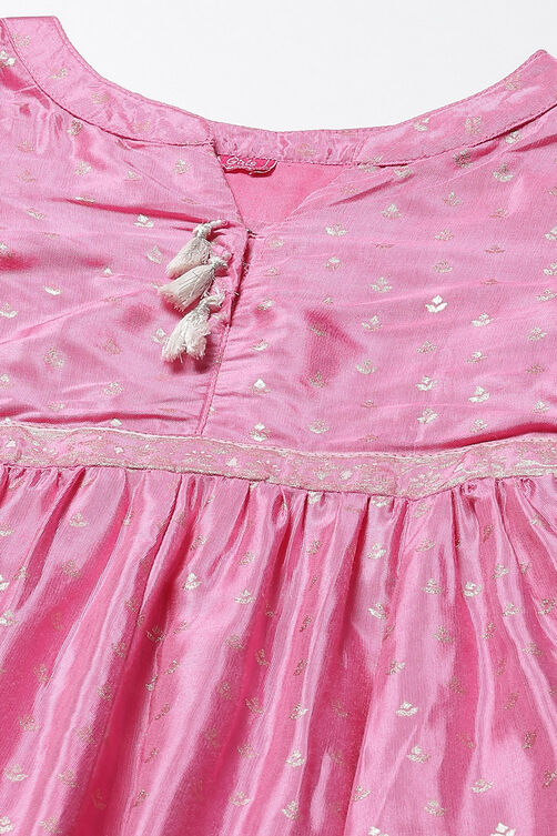 Pink Viscose Anarkali Straight Kurta Palazzo Suit Set image number 1