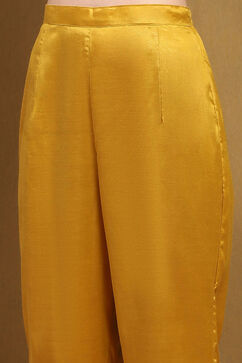 Yellow Tissue Machine Embroidered Unstitched Suit Set image number 7