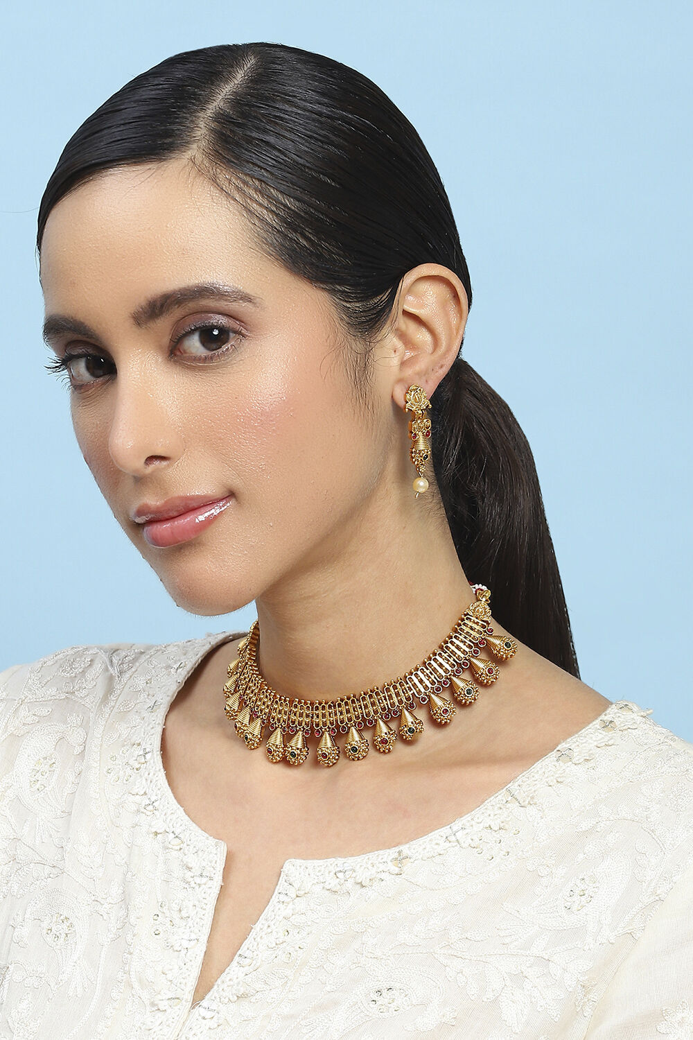 Red Green Alloy Necklace Set image number 3