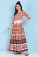Off White Cotton Tiered Dress image number 2