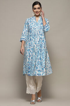 White Cotton Straight Kurta image number 5