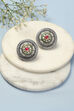 Oxidised Red & Green Brass Earrings image number 0