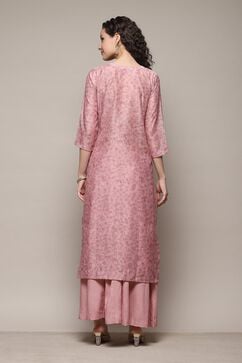 Pink Chanderi Unstitched Suit Set image number 4