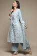 Powder Pink Cotton Blend Straight Kurta Palazzo Suit Set image number 7
