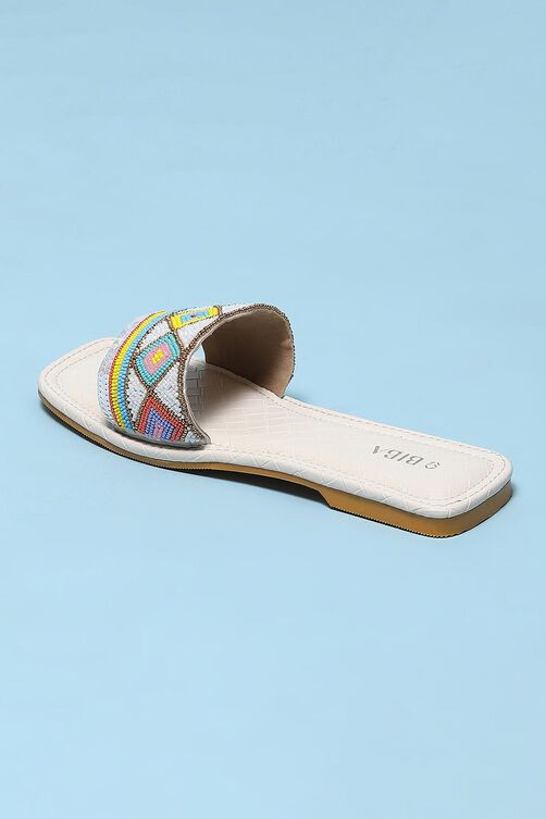White Fabric Sandals image number 4