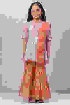 Aqua Coral Cotton Flared Garara Kurta Garara Suit Set image number 7