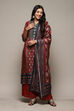 Rust Viscose Silk Hand Embroidered Unstitched Suit Set