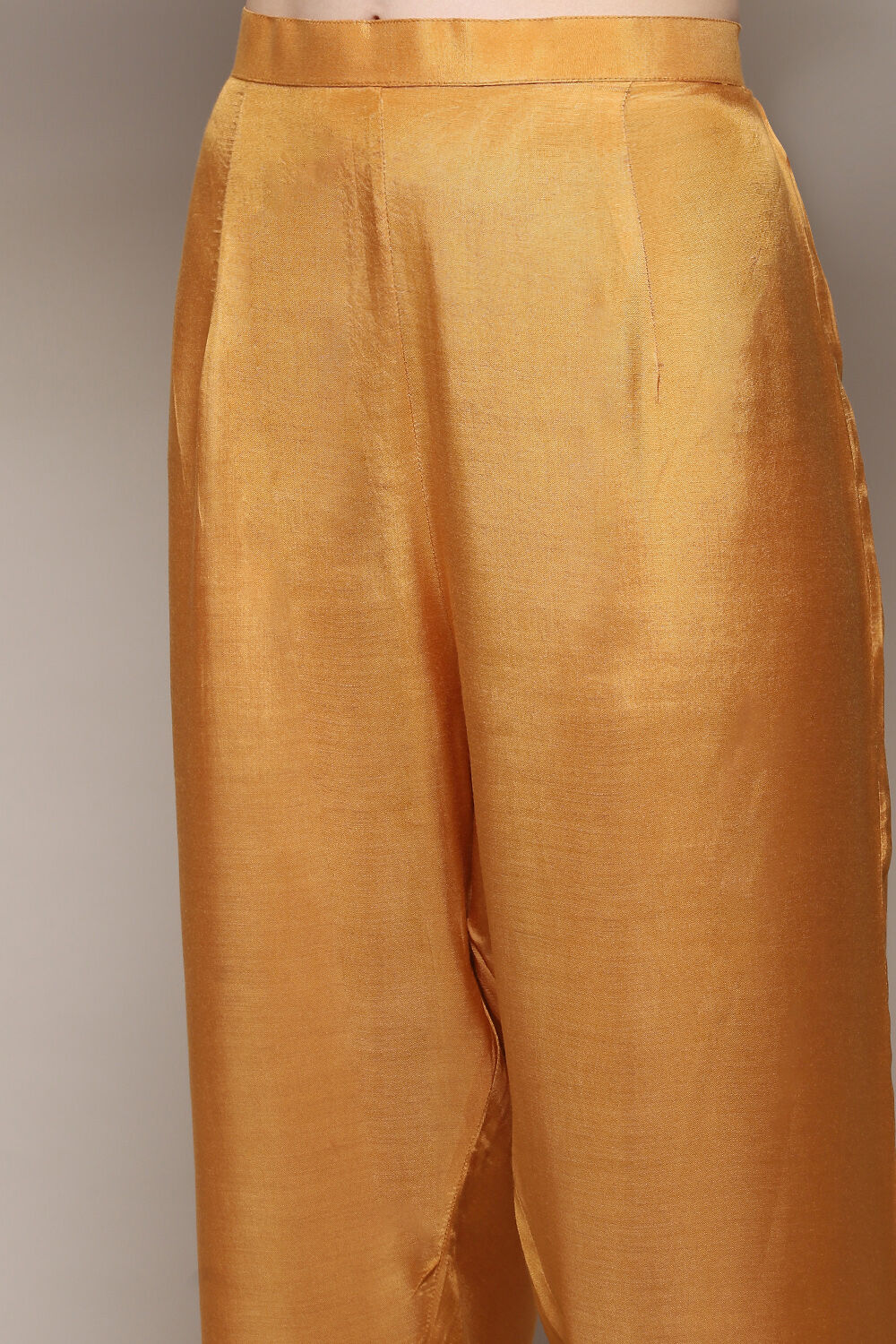 Mustard Chanderi Unstitched Suit Set image number 2