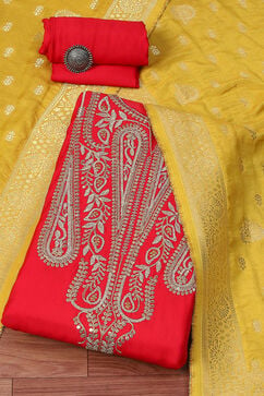 Pink Chanderi Blend Unstitched Suit Set image number 0