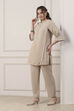 Beige Cotton Straight Suit Set