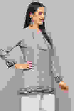 Indigo Polyester Straight Kurti image number 4