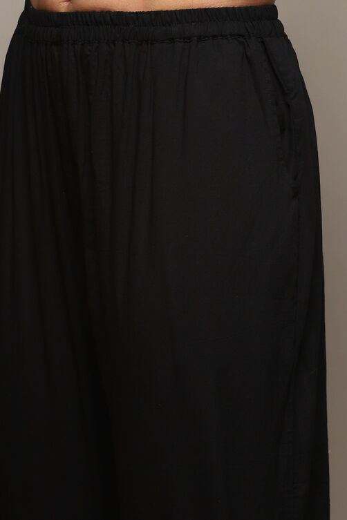Black Cotton Hand Embroidered Unstitched Suit Set image number 3