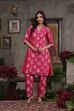 Fuchsia Pink Art Silk Printed Straight Co-ord Set