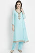 Turquoise Georgette Easy Stitch Suit Set image number 0