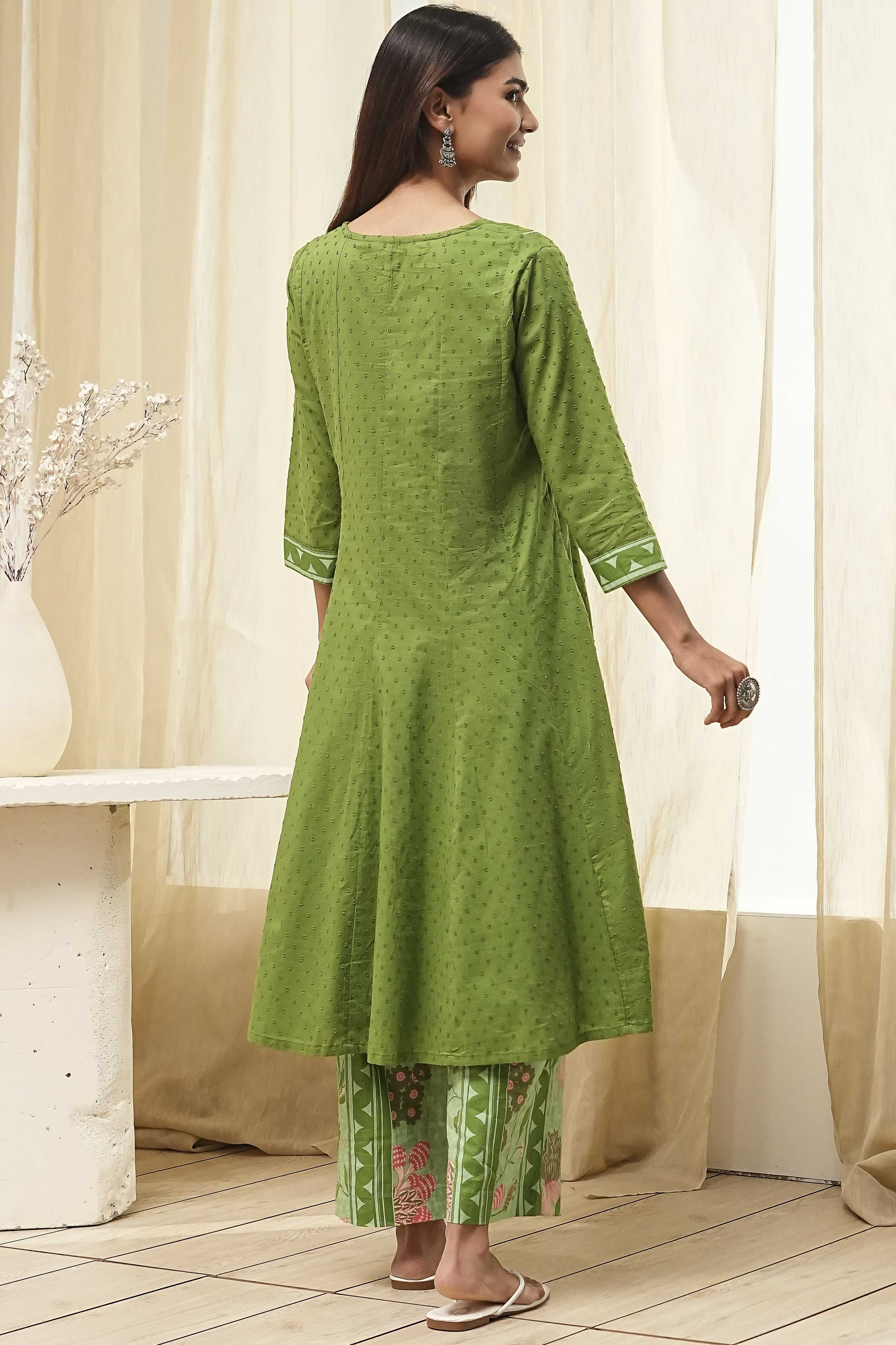 Rust Cotton Yarn-Dyed Kalidar Suit Set image number 4