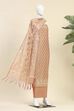 Blue Cotton Printed Embroidered Unstitched Suit Set image number 4