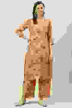 Peach Printed Straight Kurta Palazzo Suit Set image number 3