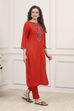 Blue Rayon Printed Straight Kurta image number 4