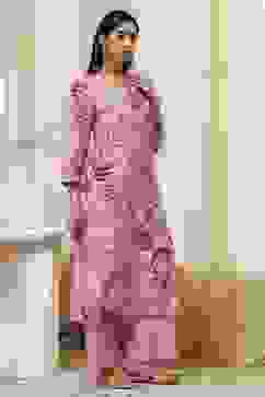 Pink Modal Floral Printed Straight Kurta Set image number 5