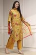 Charcoal Printed Straight Suit Set image number 5