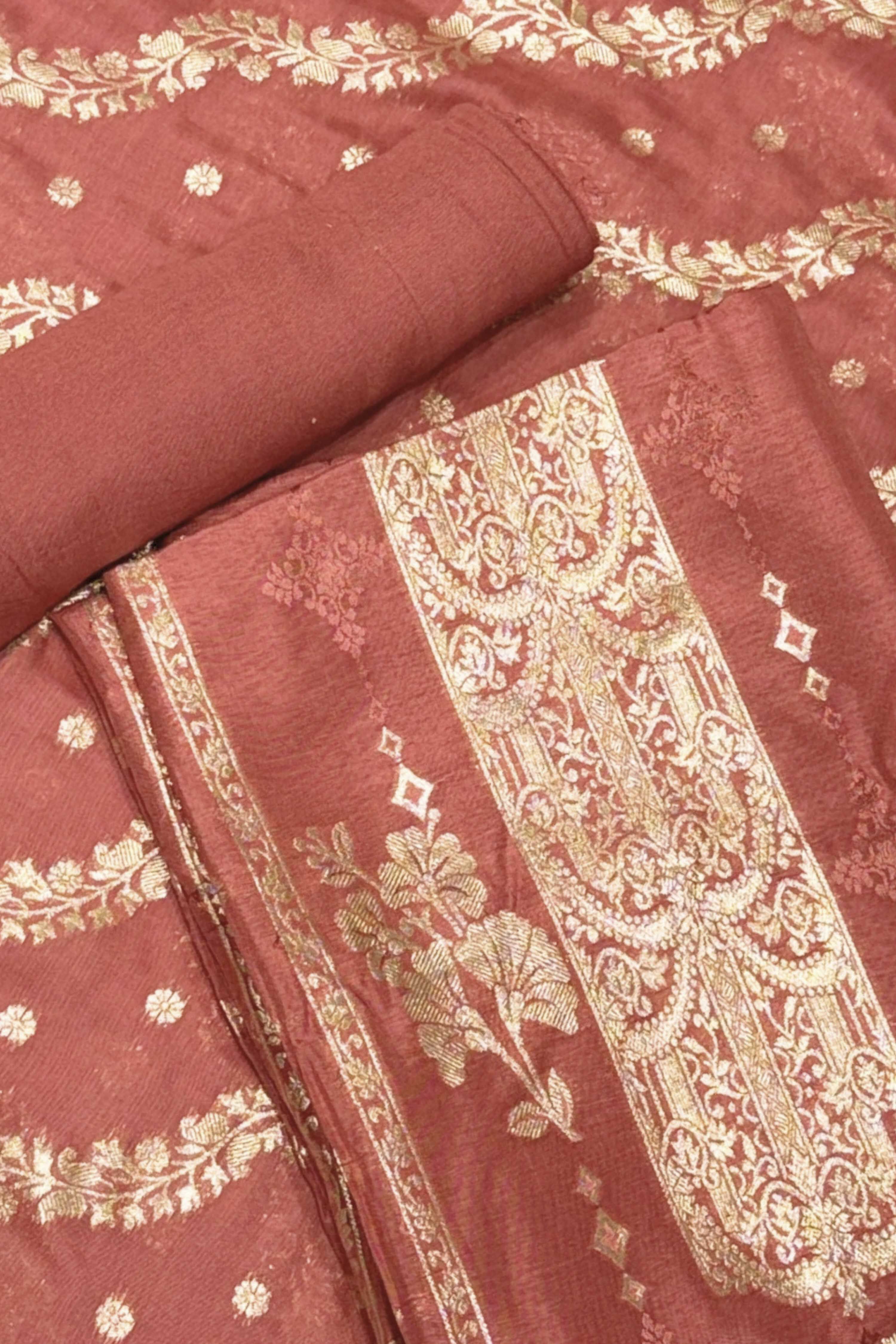 Purple Jacquard Traditional Weaving Unstitched Suit Set image number 0
