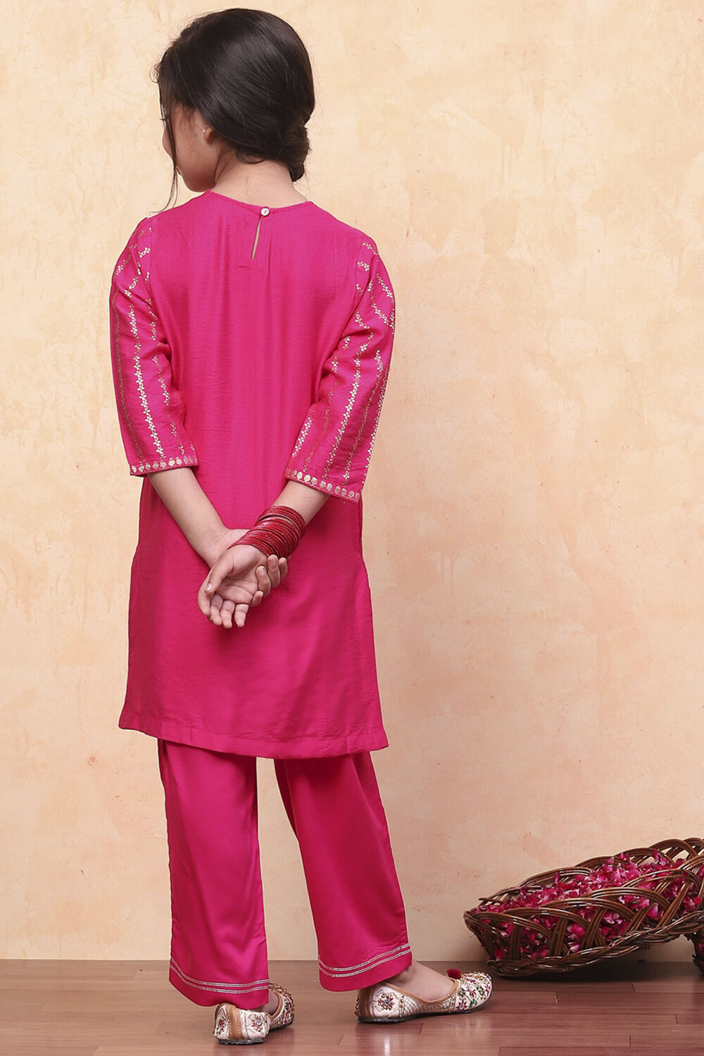 Pink Cotton Printed Straight Kurta Pants Set image number 4